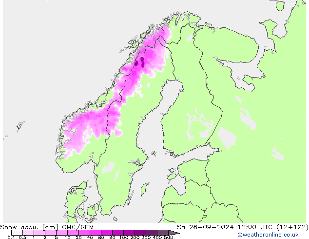 Schneemenge CMC/GEM Sa 28.09.2024 12 UTC