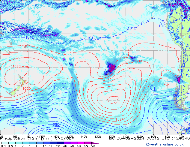 opad (12h) CMC/GEM pon. 30.09.2024 12 UTC