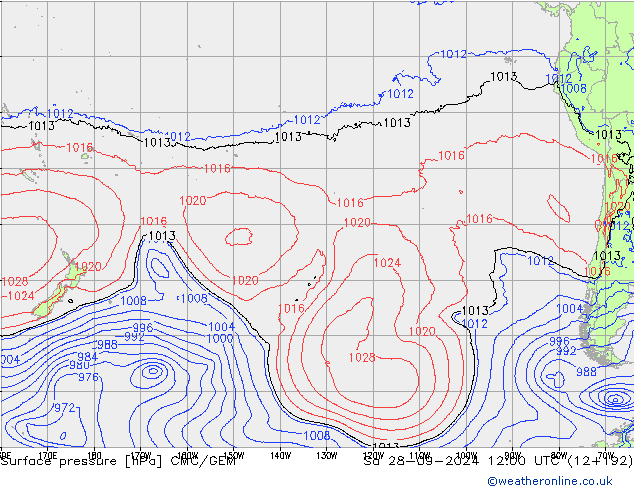 ciśnienie CMC/GEM so. 28.09.2024 12 UTC