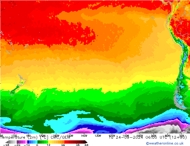 Temperaturkarte (2m) CMC/GEM Di 24.09.2024 06 UTC