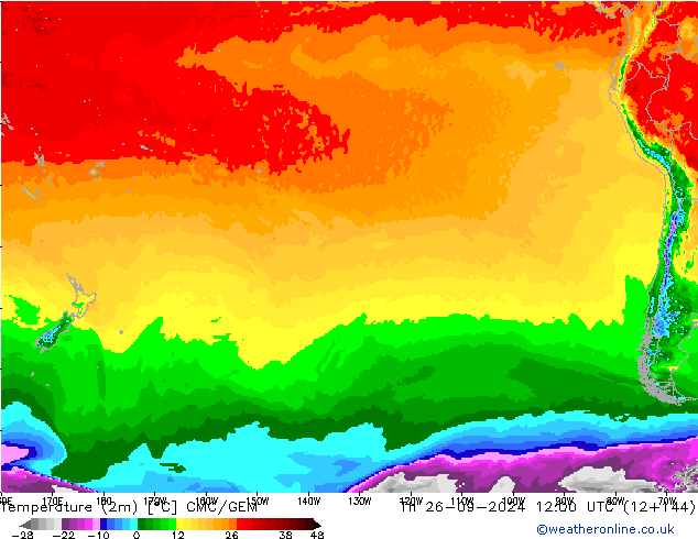 Temperature (2m) CMC/GEM Th 26.09.2024 12 UTC