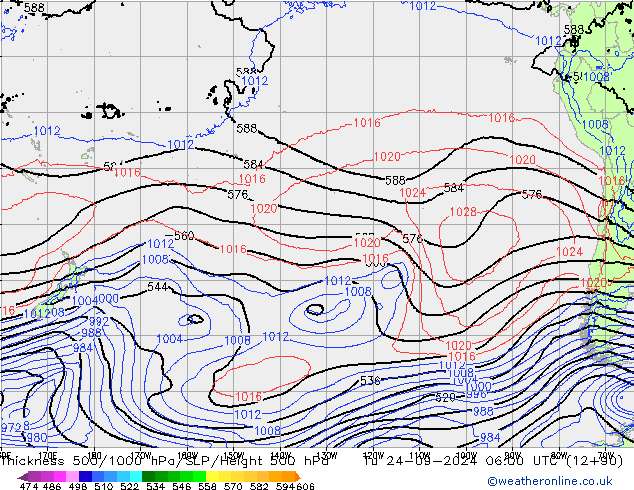 Theta-e 850hPa CMC/GEM wto. 24.09.2024 06 UTC