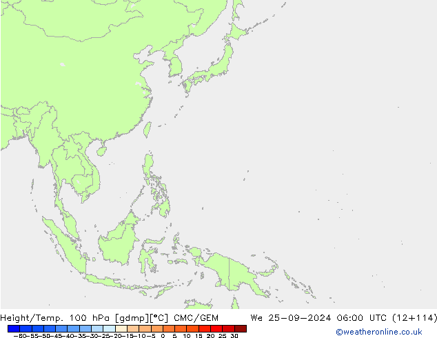 Height/Temp. 100 hPa CMC/GEM Qua 25.09.2024 06 UTC