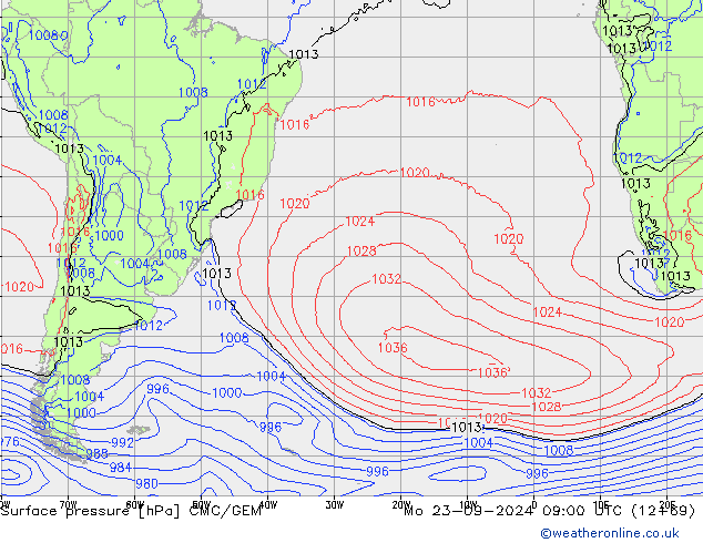 приземное давление CMC/GEM пн 23.09.2024 09 UTC