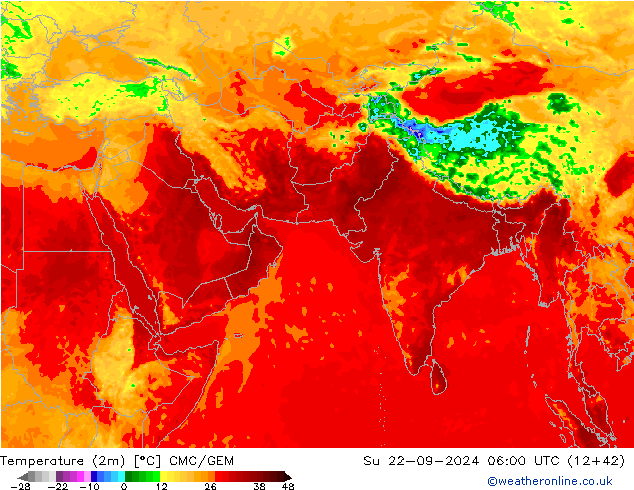 Temperature (2m) CMC/GEM Su 22.09.2024 06 UTC