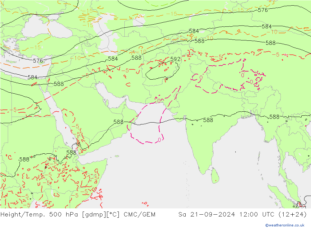 Hoogte/Temp. 500 hPa CMC/GEM za 21.09.2024 12 UTC