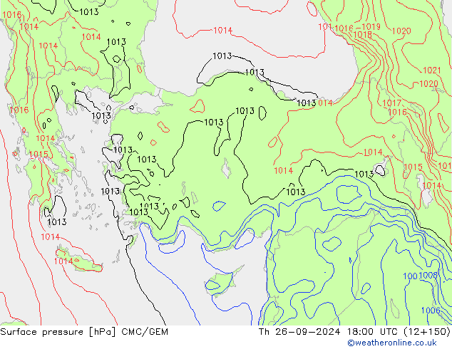 ciśnienie CMC/GEM czw. 26.09.2024 18 UTC