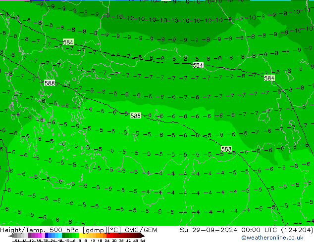 Height/Temp. 500 hPa CMC/GEM Su 29.09.2024 00 UTC