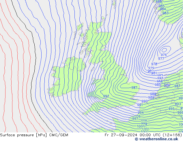 Pressione al suolo CMC/GEM ven 27.09.2024 00 UTC