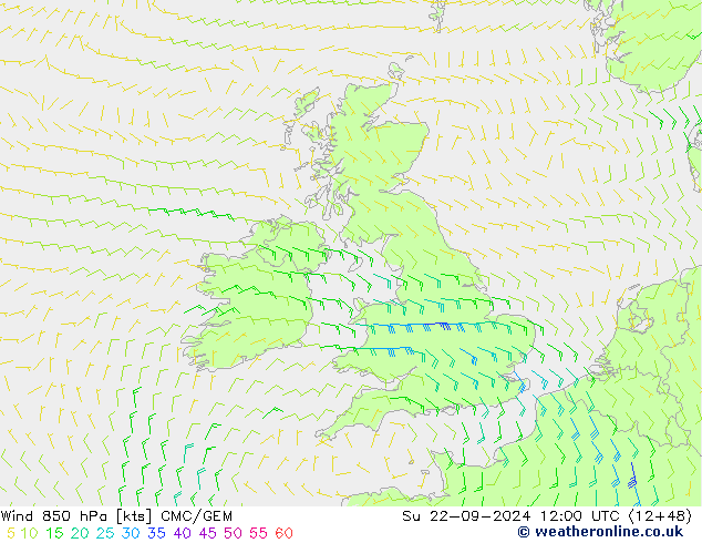 Vento 850 hPa CMC/GEM dom 22.09.2024 12 UTC