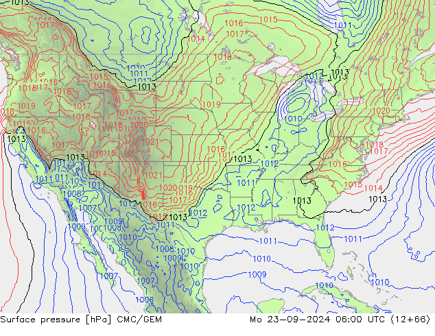 Surface pressure CMC/GEM Mo 23.09.2024 06 UTC