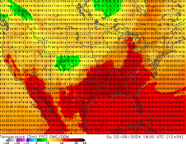 Temperature (2m) CMC/GEM Ne 22.09.2024 18 UTC