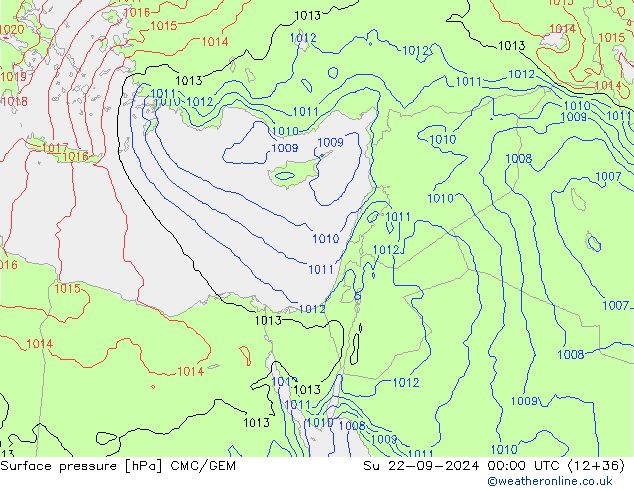 Surface pressure CMC/GEM Su 22.09.2024 00 UTC