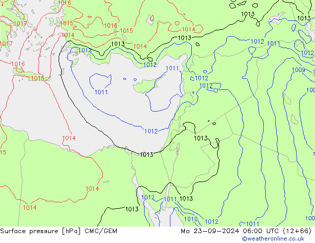 pression de l'air CMC/GEM lun 23.09.2024 06 UTC