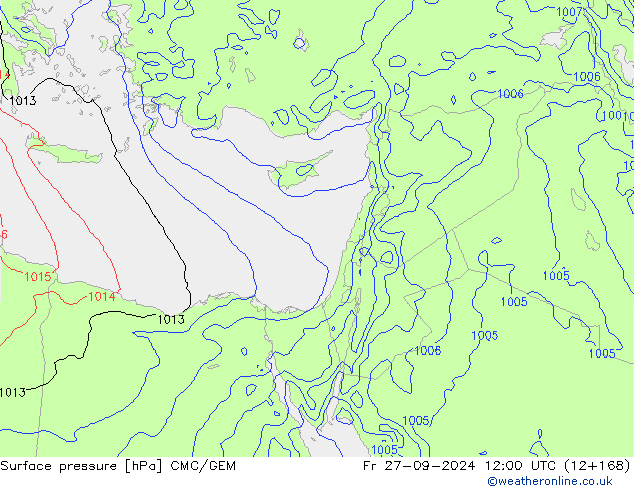 Surface pressure CMC/GEM Fr 27.09.2024 12 UTC