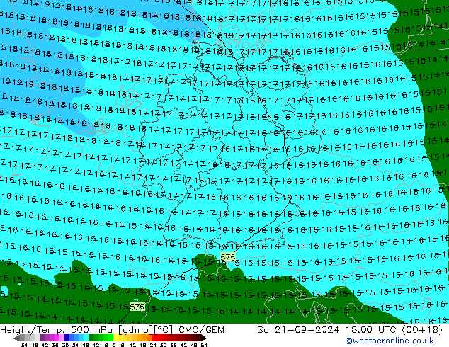 Hoogte/Temp. 500 hPa CMC/GEM za 21.09.2024 18 UTC