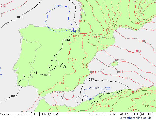 Luchtdruk (Grond) CMC/GEM za 21.09.2024 06 UTC