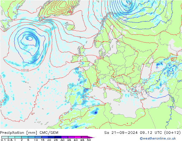 Niederschlag CMC/GEM Sa 21.09.2024 12 UTC