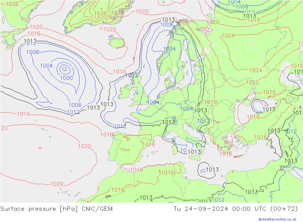 Luchtdruk (Grond) CMC/GEM di 24.09.2024 00 UTC