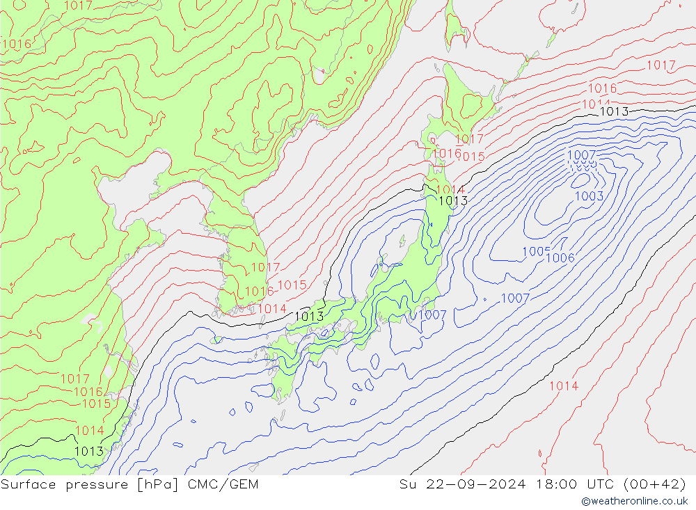 Luchtdruk (Grond) CMC/GEM zo 22.09.2024 18 UTC