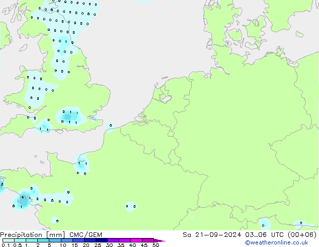 降水 CMC/GEM 星期六 21.09.2024 06 UTC