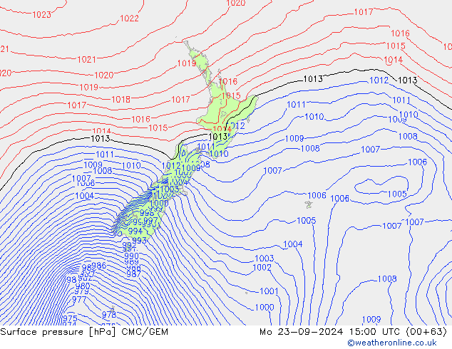 Luchtdruk (Grond) CMC/GEM ma 23.09.2024 15 UTC