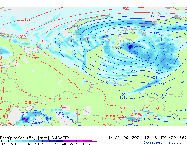 Nied. akkumuliert (6Std) CMC/GEM Mo 23.09.2024 18 UTC