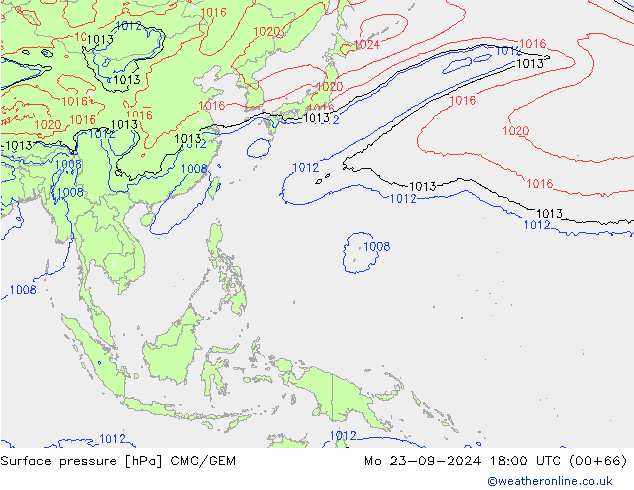 Luchtdruk (Grond) CMC/GEM ma 23.09.2024 18 UTC