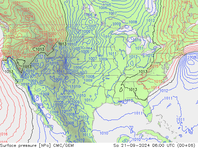 Surface pressure CMC/GEM Sa 21.09.2024 06 UTC