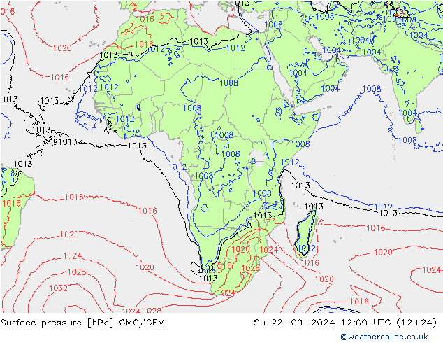 Surface pressure CMC/GEM Su 22.09.2024 12 UTC