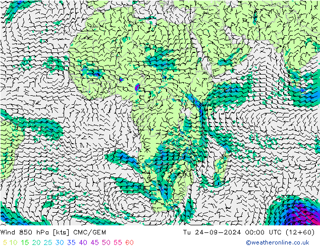 Wind 850 hPa CMC/GEM di 24.09.2024 00 UTC