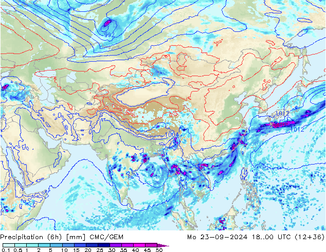 Precipitação (6h) CMC/GEM Seg 23.09.2024 00 UTC