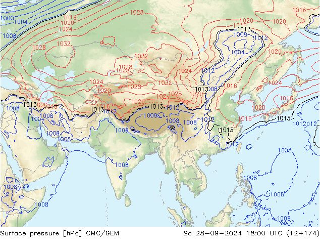 Luchtdruk (Grond) CMC/GEM za 28.09.2024 18 UTC