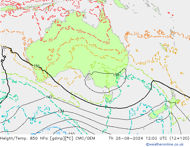 Hoogte/Temp. 850 hPa CMC/GEM do 26.09.2024 12 UTC