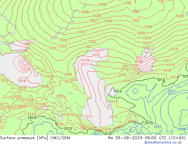 Surface pressure CMC/GEM We 25.09.2024 06 UTC