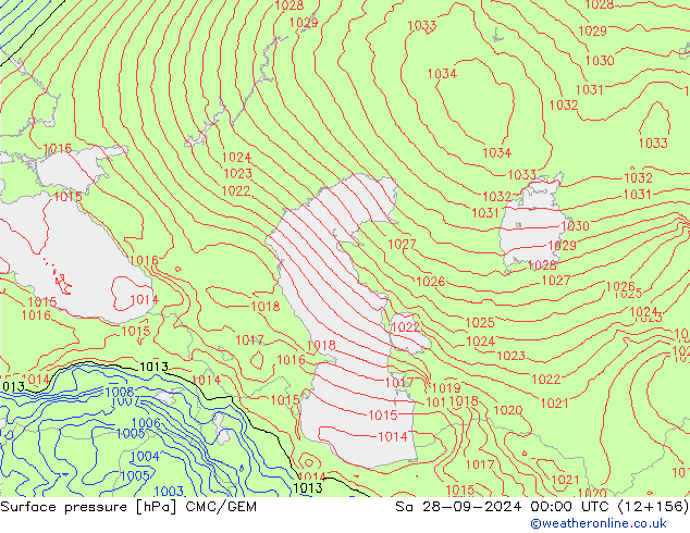 Pressione al suolo CMC/GEM sab 28.09.2024 00 UTC