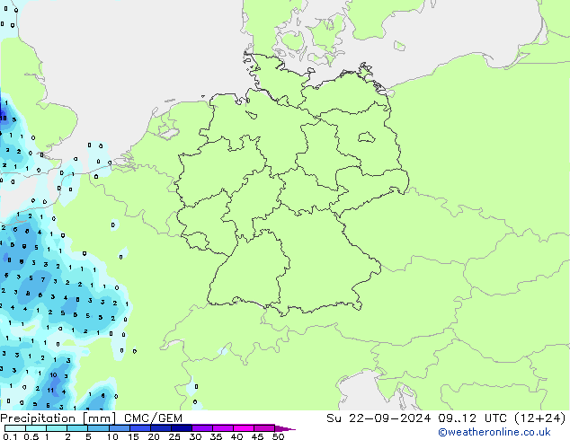 降水 CMC/GEM 星期日 22.09.2024 12 UTC