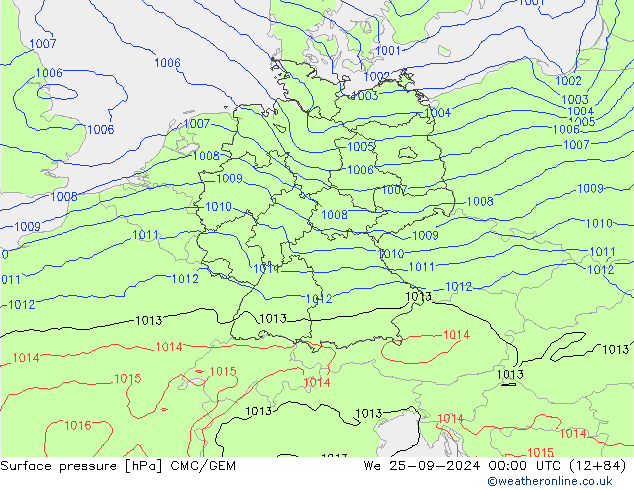 Pressione al suolo CMC/GEM mer 25.09.2024 00 UTC