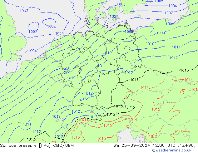 Surface pressure CMC/GEM We 25.09.2024 12 UTC