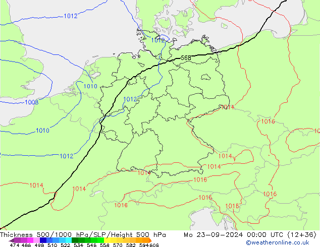 Theta-e 850hPa CMC/GEM Mo 23.09.2024 00 UTC