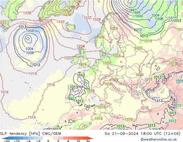 SLP tendency CMC/GEM Sa 21.09.2024 18 UTC