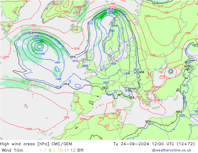 Windvelden CMC/GEM di 24.09.2024 12 UTC