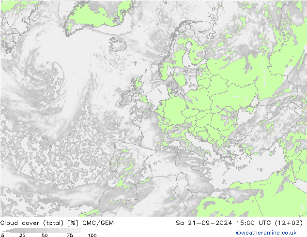 Bewolking (Totaal) CMC/GEM za 21.09.2024 15 UTC