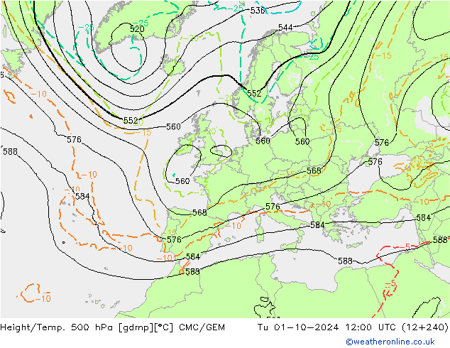 Hoogte/Temp. 500 hPa CMC/GEM di 01.10.2024 12 UTC