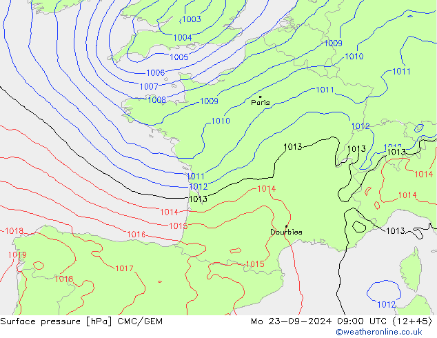 Pressione al suolo CMC/GEM lun 23.09.2024 09 UTC