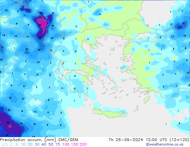 Nied. akkumuliert CMC/GEM Do 26.09.2024 12 UTC