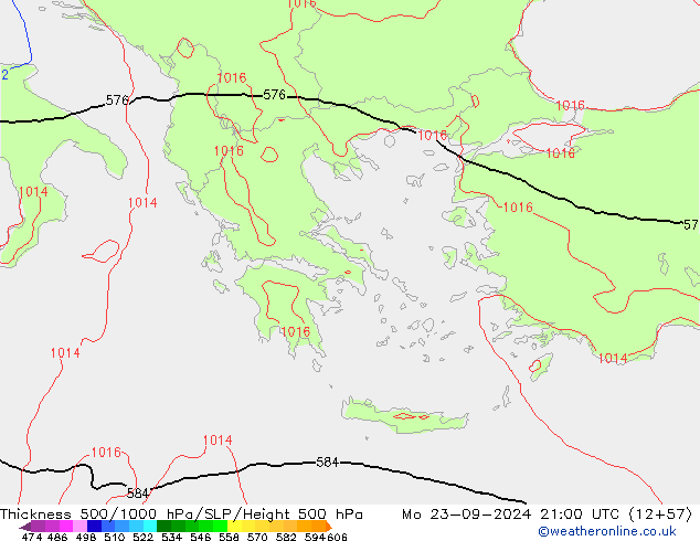 Theta-e 850hPa CMC/GEM Mo 23.09.2024 21 UTC