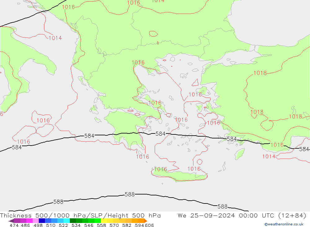 Theta-e 850гПа CMC/GEM ср 25.09.2024 00 UTC