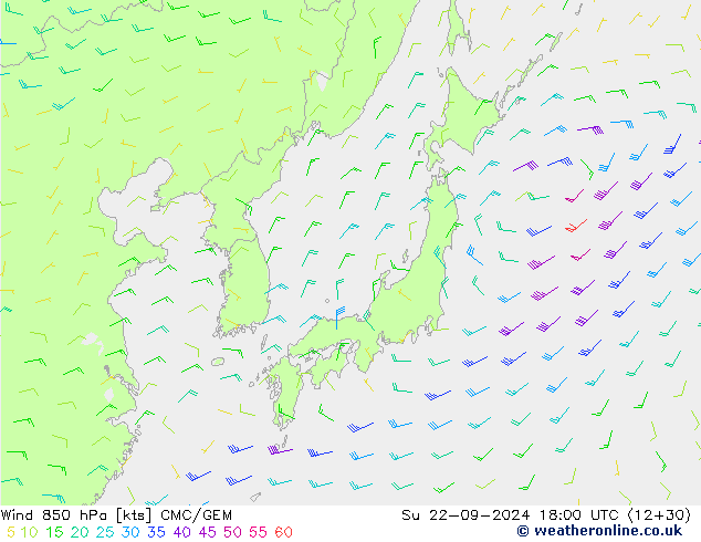 Wind 850 hPa CMC/GEM Ne 22.09.2024 18 UTC