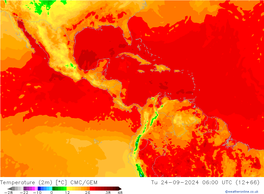 Temperature (2m) CMC/GEM Tu 24.09.2024 06 UTC